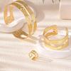 European & American Geometric Double-Layer Metal Bangle Bracelet: Exaggerated Design with Hollowed-Out Details