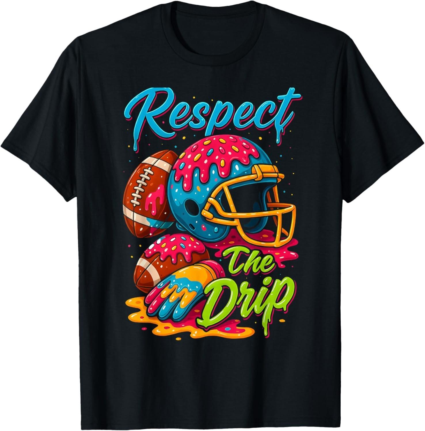 Football Drip Boys Football Ice Cream Sprinkle Respect Drip unisex T-Shirt Mens Womens Tees Top S