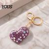 Zinc Alloy Key Ring Sparkling Rhinestone Love Heart Keychain , Car Purse Decoration Ring, Handbags Backpacks Charm Accessory, Gift for Women