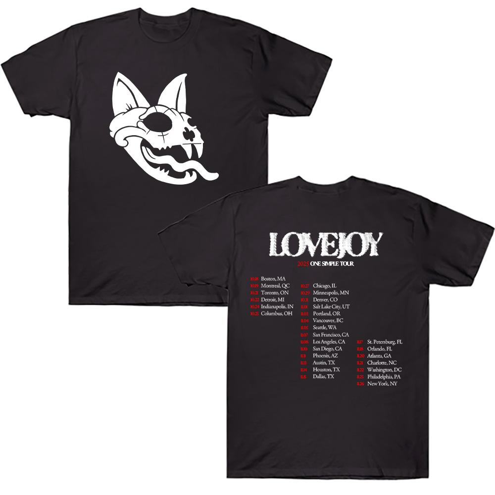 

Loveoy 2025 Простые футболки для тура Lovejoy Футболки с графикой группы Lovejoy Повседневная мужская одежда Мода Унисекс Хлопковая футболка высокого качества Y2K XS