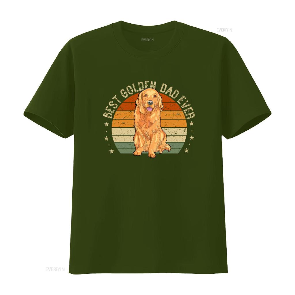 Mens Best Golden Dad Ever Retro Retriever Dog Daddy T Shirt vintage Washed Casual Stylish Unisex Soft homme Versatile
