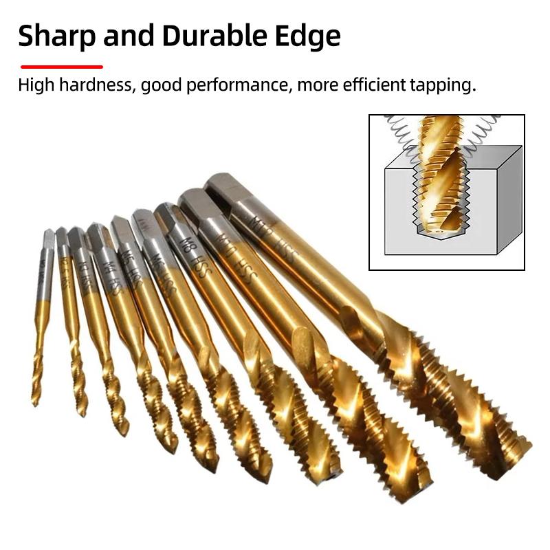 HSS Spiralgewindebohrer Titanbeschichtet Metrisch SAE Gewindebohrer Bohrer M3-M8 Oder M2-M12 Maschinengewindebohrer Gewindeschneidwerkzeug Handwerkzeuge