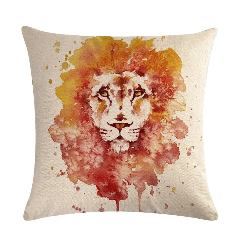 Painted Art Pillowcase Animal Print Linen Pillowcase Chair Sofa Home Decoration Cushion Cover