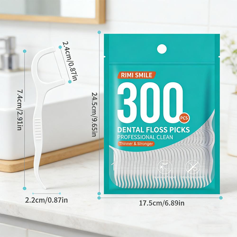 RIMI SMILE Ultra-Fine Dental Floss Picks 4 Bags 1200Pcs Disposable Interdental Cleaners Oral Care Tools for Home Family Use