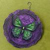 Vibrant 10 Inch Mandala Wind Chime with Swirling Butterflies Purple Green Metal Garden Decor Outdoor Art Gift for Family Friends