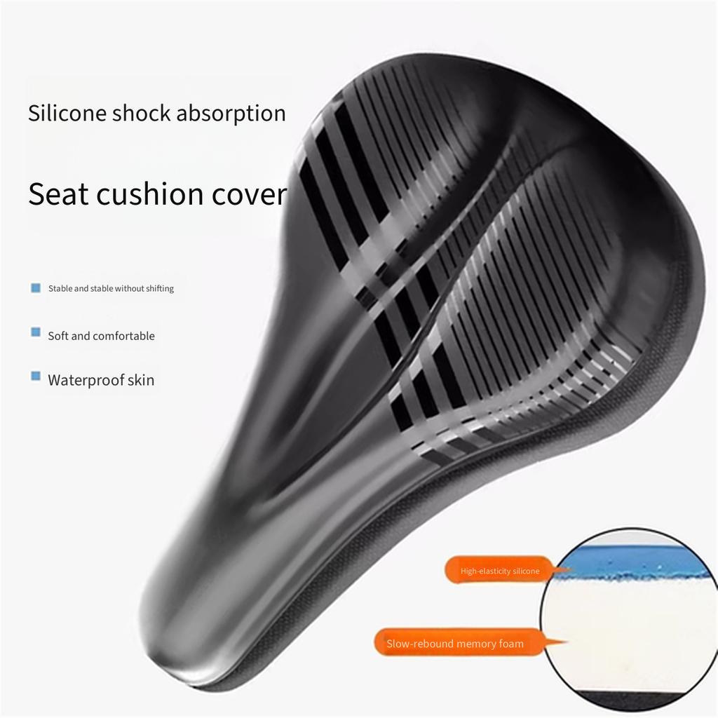 Thick Silicone Bicycle Saddle Cover Super Soft Shock Absorption Waterproof Seat Pad for Mountain Road Bike
