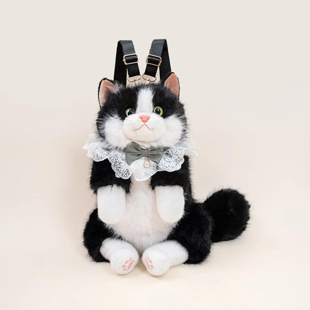 New Realistic Cat Simulated Puppet Cat Backpack Soft Fluffy Cute Cartoon Backpack Cat Backpack Gifts