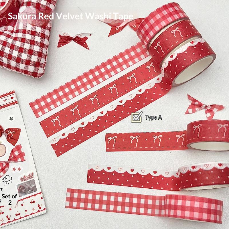 Wing Bow Grid Themed Decorative Tape Set 2/3Pcs INS Style Cute Adhesive Tapes for Journaling Gift Packing DIY Handcrafts