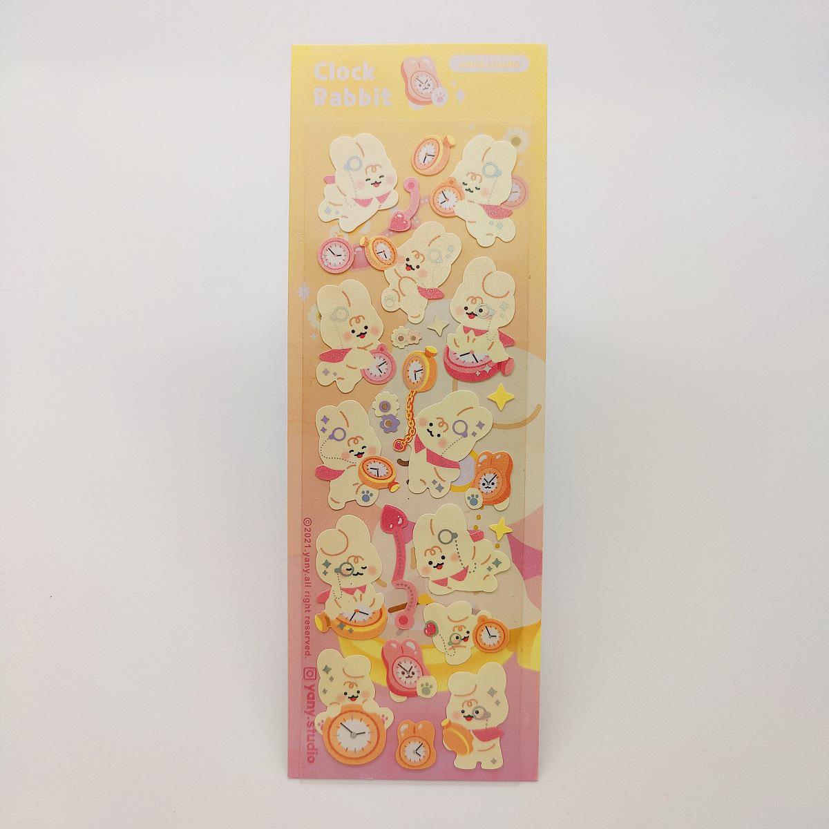 Korean Guka Cute Stickers: Little Rabbit & Curly Hair Puppy for DIY Journaling.
