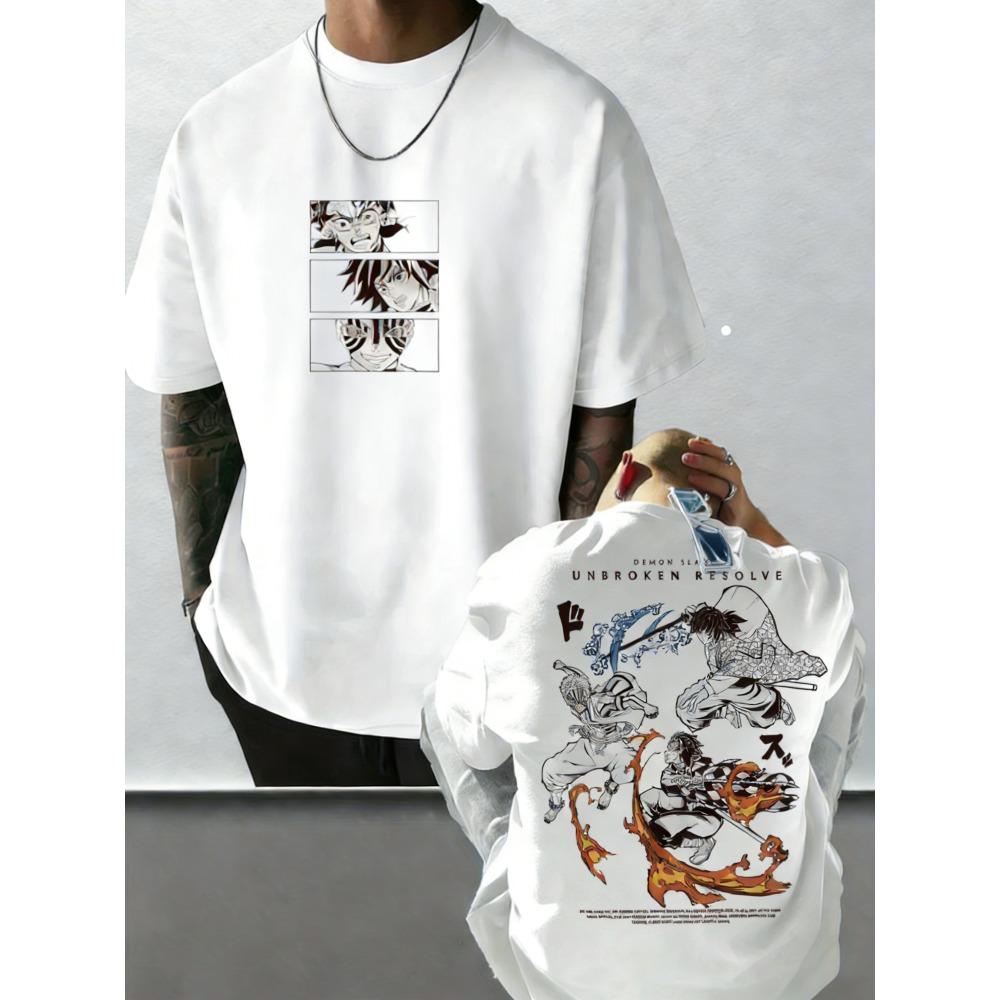 Plus Size Demon Slayer Anime Printed Summer Men and Women Tshirt Street Fashion Casual Parent Child Top Cotton Harajuku Y2K