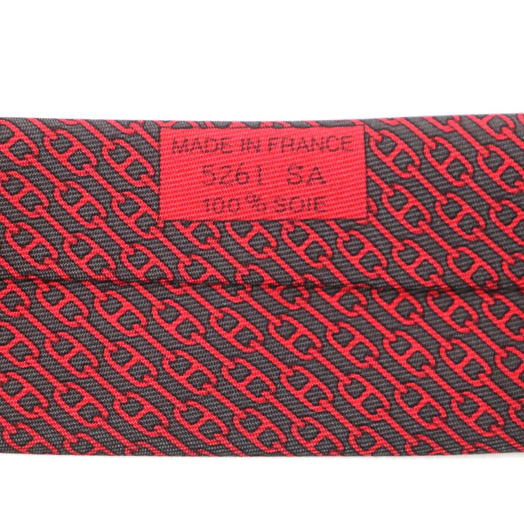 Pristine HERMES Tie Cravat Chaine d'Ancre Pattern Silk Mens 5261 Used