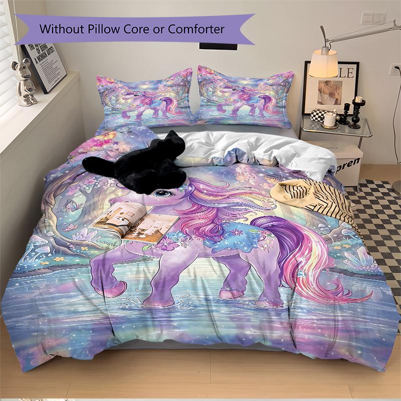 Magical Unicorn Garden Print 3Pcs Bedding Setduvet Cover With 2 Bedropillowcase Home Birthday Gift