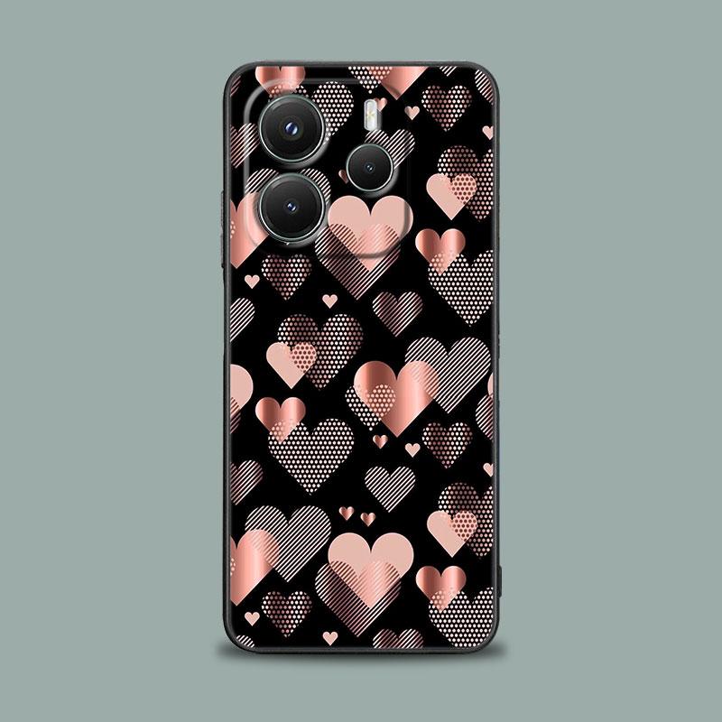 Handyhülle für Xiaomi Redmi Note 15 14 13 12 11 10 Pro Plus 5G Redmi 15C 14C 12C 13C Hülle Rosa Glitzer Herzen Liebe Grasblatt