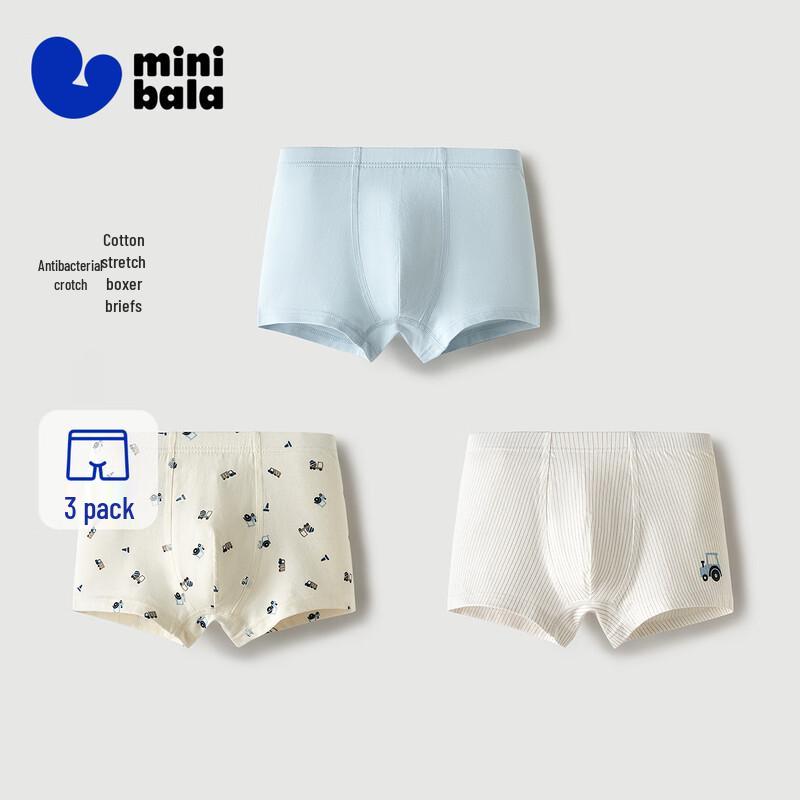 Mini Balabala Boys Cotton Boxer Briefs 3-Pack 110