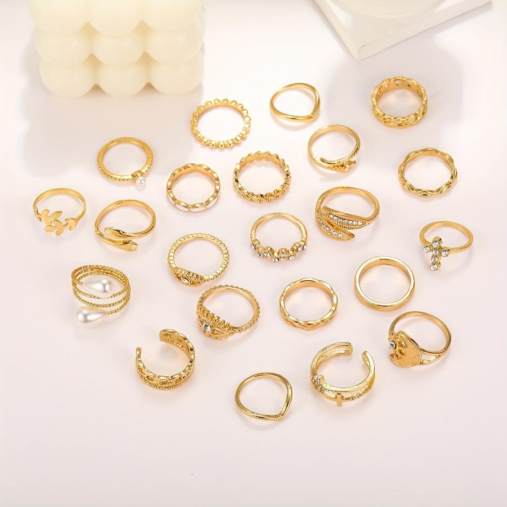 Moon  Sun Embrace Eye Design Ring Set Party Accessories 23Pcs/Set Chain Mix And Match Vintage Fashion Jewelry For WOmen Perfect Gift  Unique