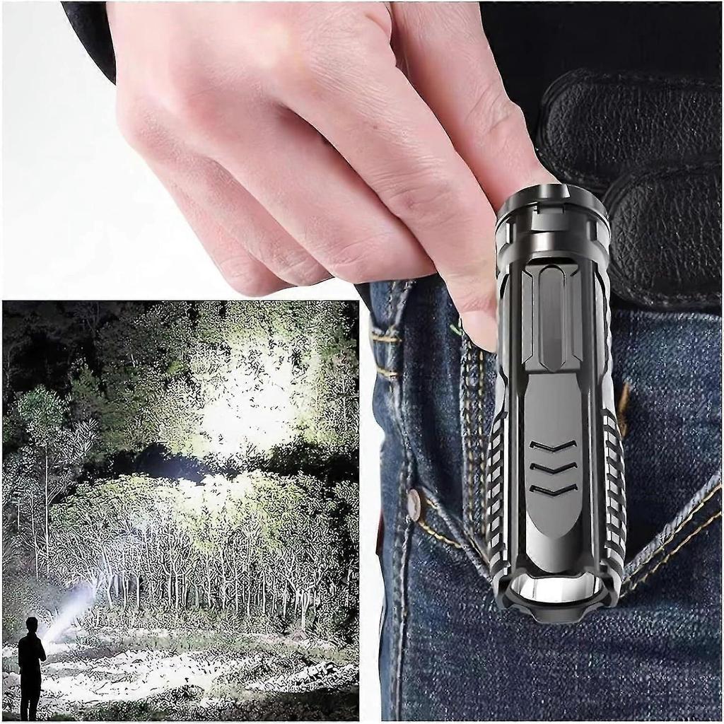Flashlight, Multifunctional Rechargeable Flashlight High Tech Flashlight, Waterproof Flashlight (Black 1Pcs)