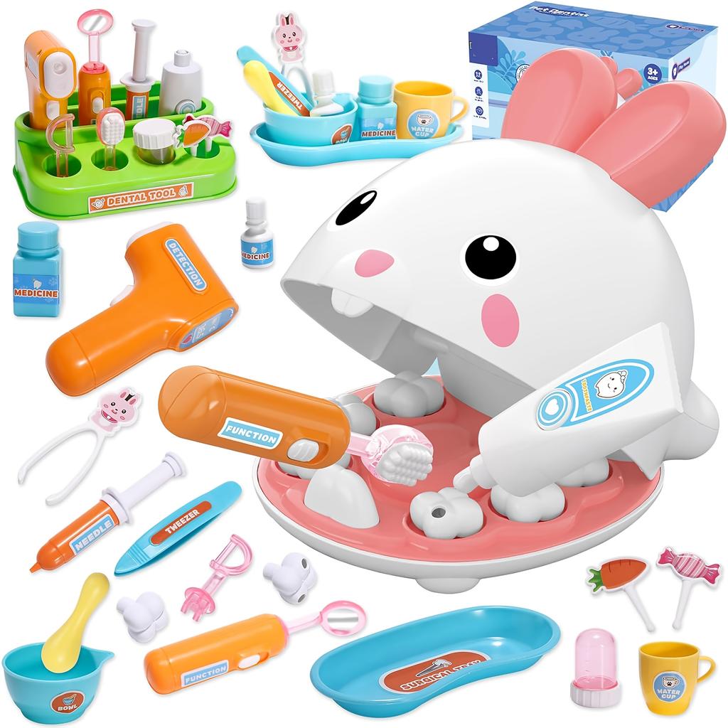 A Pretend Play Dental Kit for Kids To Act Like a Dentist, a Toy Set Designed for Children Aged 3 And Up, Perfect As a Holiday Gift.