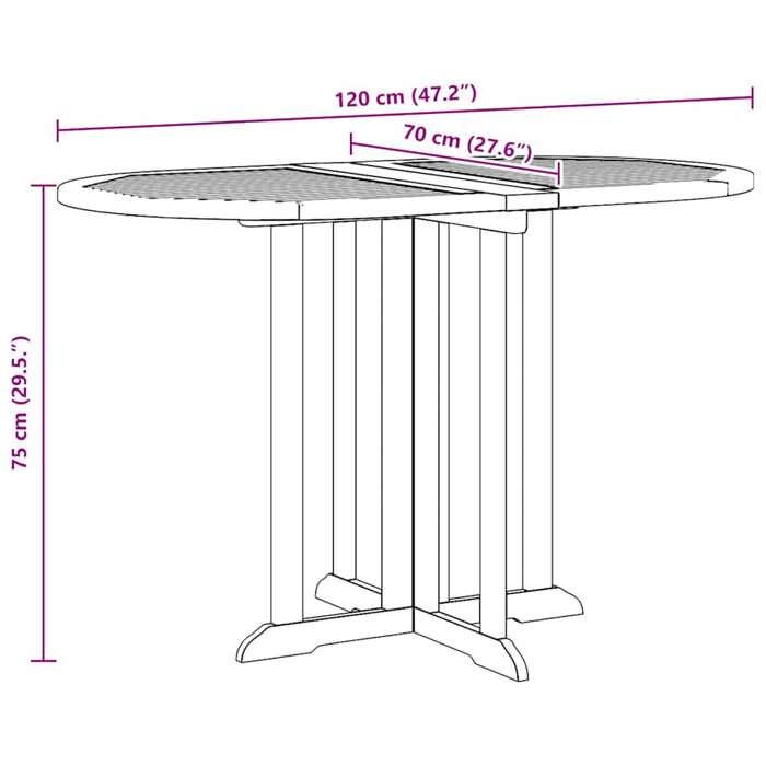 VidaXL Table pliable de jardin papillon 120x70x75 cm Bois teck solide