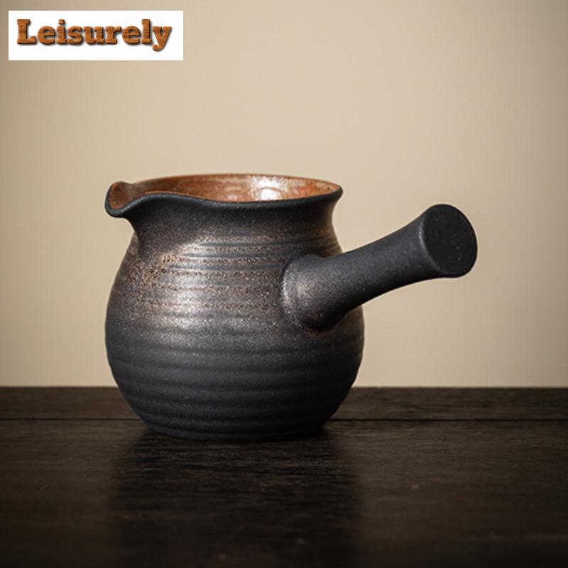 Bule de chá estilo japonês com alça lateral esmaltada em ferro dourado para fazer chá com leite, aquecedor de panela com filtro, fogão de chá, infusor, chaleira, conjunto de chá kung fu