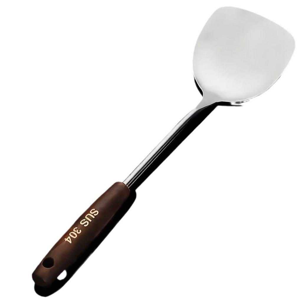 Stainless Steel and Wood Spatula & Ladle Set: Large Slotted Spoon, Stir-fry Spatula, Long Handle Kitchen Utensils