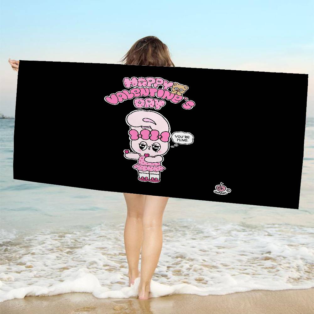 E-Esthers Bunnys Cartoon Microfiber Printed Beach Towel Mountain Climbing Yoga Beach Swimming Running Absorbent Soft Towel