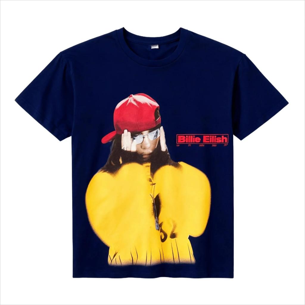 2026 Billie Eilish Hit Me Hard and Soft Camiseta Gráfica Moda Casual Verão Solta Oversized Retrô Algodão Top Unissex para Homens Mulheres