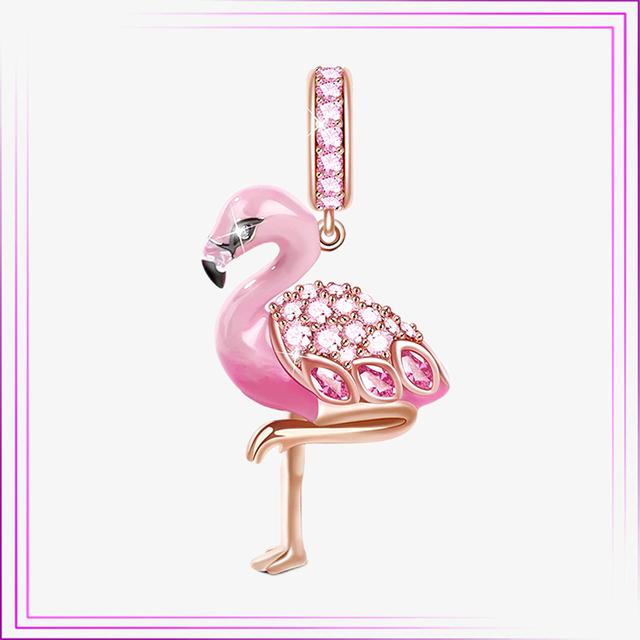 

Стерлингового серебра 925 пробы сердце цветок воздушный шар фламинго розовый Шарм Plata De Ley автомобиль кошка бусина для нового браслета