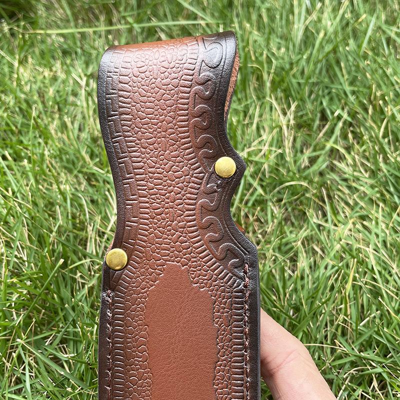 24 cm feststehender Messerhalter mit gerader Klinge, Spaltleder, geprägte Scheide aus Rindsleder, universelle Messerhülle für Jagdmesserholster