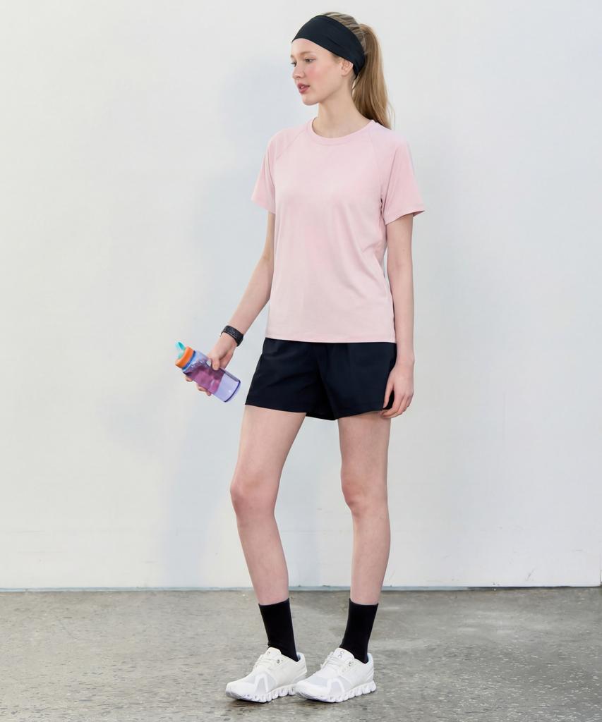 BASIC HOUSE Women'S Cool Breeze Raglan Round Short Sleeve T-Shirt Pink Lzts3223 (Type B)
