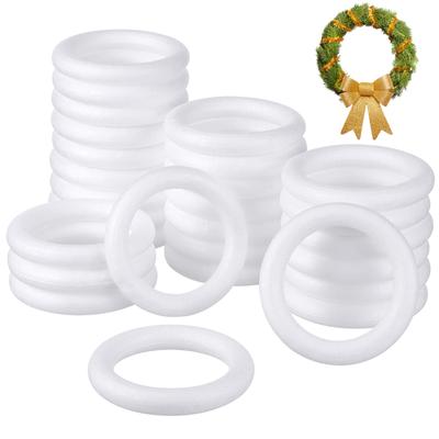 30Pcs Circular Ring Foam DIY Material White Round Craft Supplies for Handmade Wreath Party Valentine Decoration