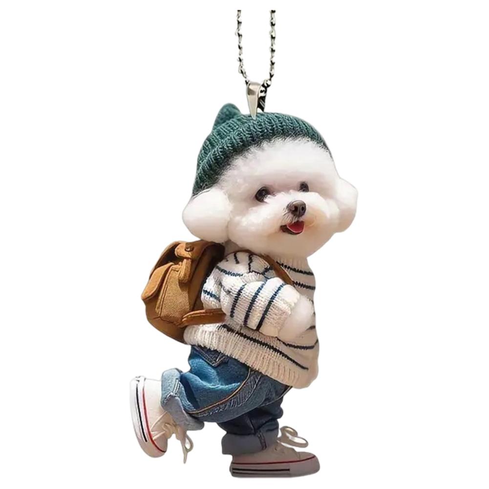 5-1PCS Acrylic 2D Creative Car Hanging Decor Realistic Animal Car Rearview Mirror Pendant Car Auto Interior Decoration