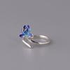 Retro Thai Silver Blue Enamel Lotus Flower Adjustable Rings For Women Fashion New Jewelry Gift Party Wholesale anillos