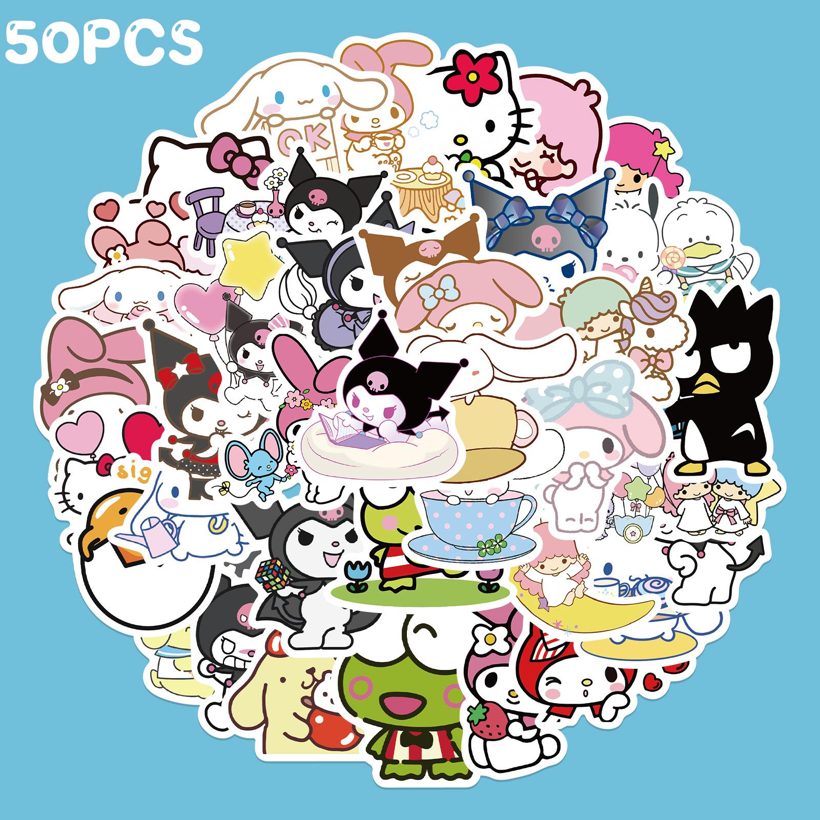 

50/100pcs Sanrio Series Kuromi Hello Kitty Cinnamoroll Stickers Cute Multi-purpose Waterproof Decorative Refrigerator Computer