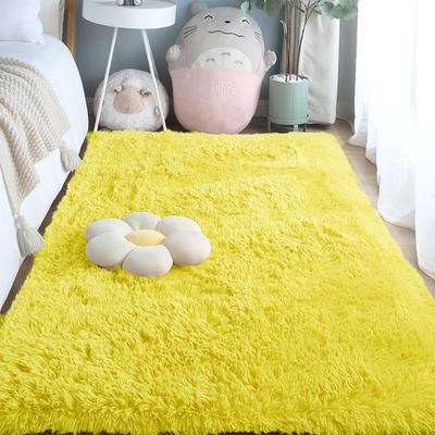 Weicher, flauschiger Teppich, rosa, gelb, weiß, mehrfarbig, Teppich, Dekoration, Schlafzimmer, Mädchen, großer Teppich, Plüsch für Wohnzimmer, Matte, Shaggy