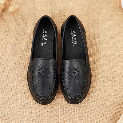 Casual Women's Shoes: Comfortable, Lightweight, Round-toed Leather Shoes, Work Shoes