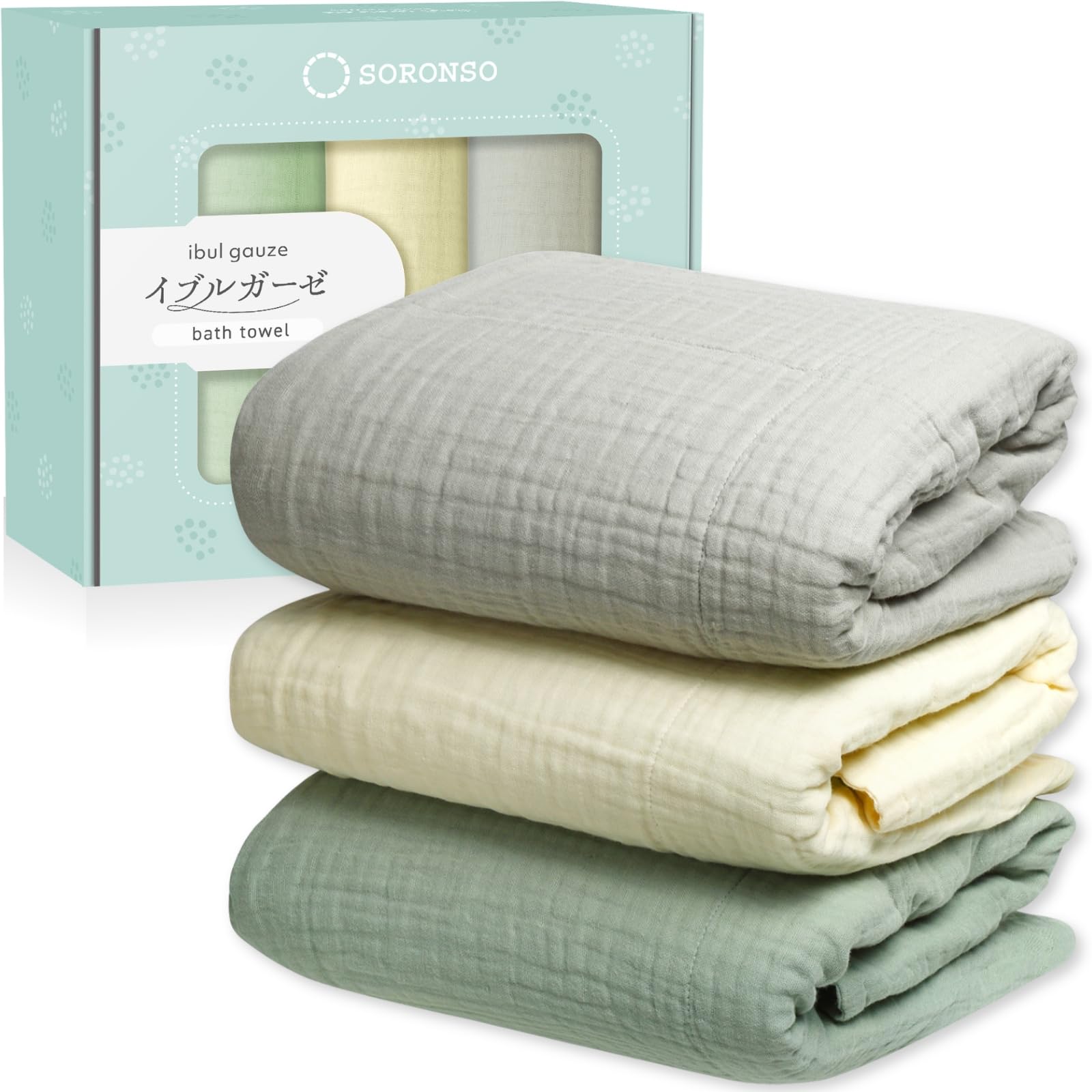 

Ibul Марлевое банное баловство до голого Марлевое банное Тусклые цвета Набор из [SORONSO] Полотенце, Кожа, Полотенце, Впитывающее в одно касание, 6-слойная марля, (Серый, Бежевый, Зеленый,