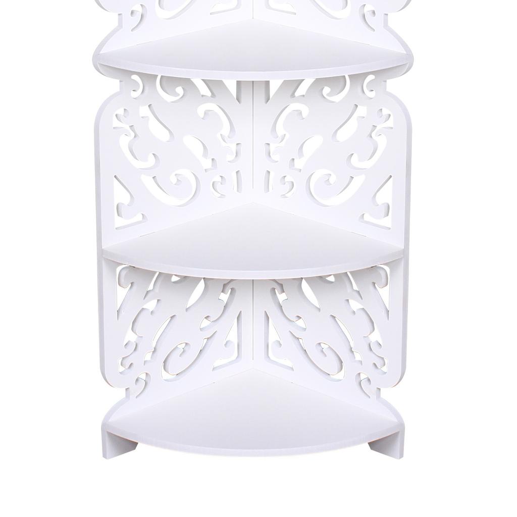 4-Tier Corner Storage Rack – Triangular PVC Shelf Unit for Bathroom, Living Room & Balcony – White