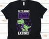 Let's Make Crohn's Disease Extinct, Cute T-rex Dinosaur Holding Ribbon Gift For Bowel Movement Patient Fighters, Crohn's Awareness Tsihrt
