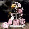 Halloween Tiered Tray Decor Set Cute Tray Decorations Halloween Wooden Signs Rustic Decoration For Home Table Party Supplies