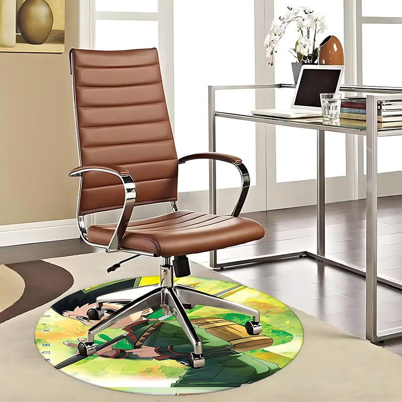 1pc Hunter x Hunter Leorio Anime Cartoon Design Round Carpet Office Chair Mat Non-Slip Rug Suitable for Home Decor, Living Room