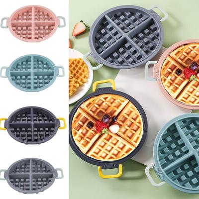 Stampo per waffle rotondo in silicone con manico, pratico e riutilizzabile, accessori da cucina