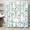 Whimsical Goose Shower Curtain – Light Blue Background, Cartoon Ducks & Leaves, 12 Hooks, Machine Washable, Fun Bathroom Decor
