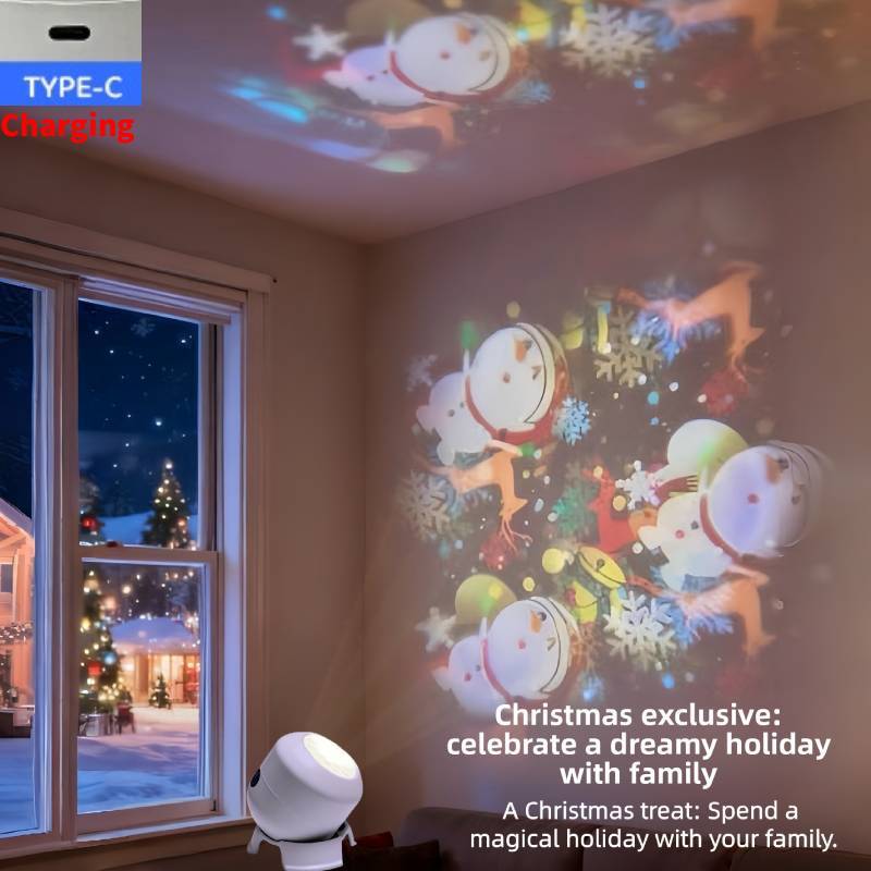 Ocean Snowflake Christmas Theme Led Rotation Projector Night Light For Childrens Sleep Room Decor