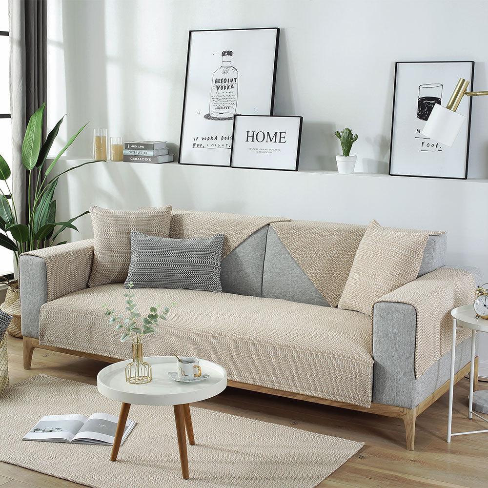 Thick High-Grade Cotton Linen Old Coarse Cloth Sofa Cushion Linen Woven Non-Slip Leather Sofa Seat Cover Cover