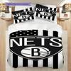 Brooklyn Nets Stars Stripes Basketball Spirit Bettwäsche(1 Bettbezug + 2 Kissenbezüge, ohne Füllung)Weihnachts-Geburtstagsgeschenk Weich und bequem