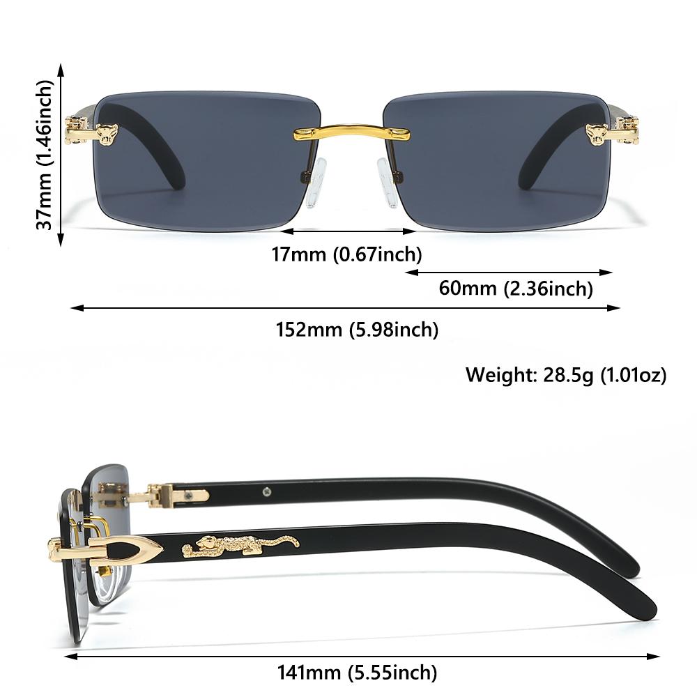 Fashion Cheetah Retro Sunglasses Ocean Lens UV400 Rimless Shades Clear Sun Glasses for Women & Men