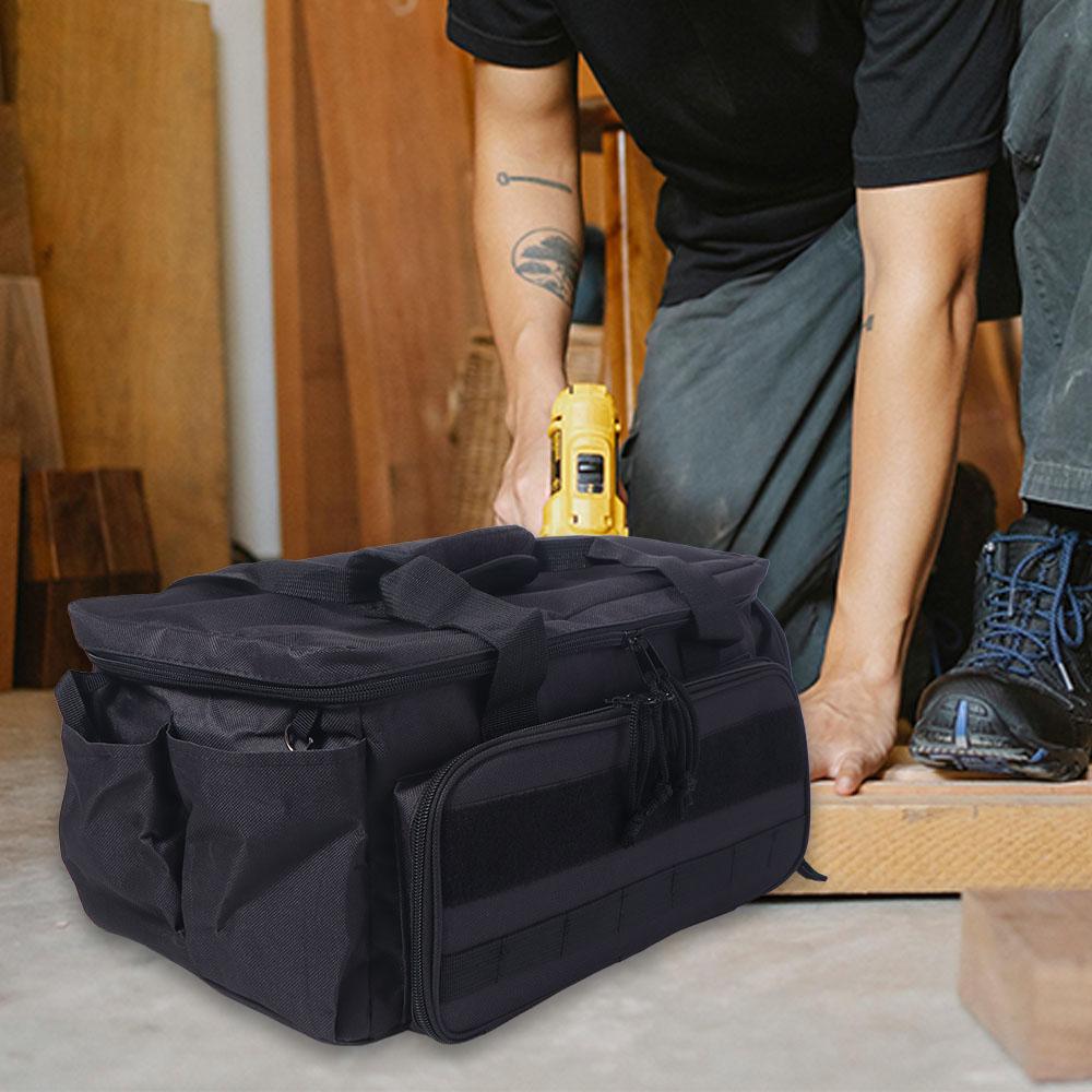 Comfortable Handle Tool Storage Bag Black Color Easy Carrying Multifunctional Work Bag Thick Padded Base