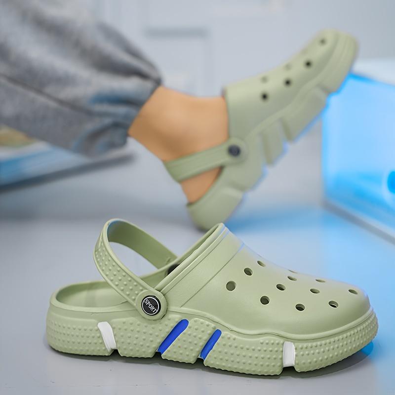 Zuecos Huecos de Color Sólido para Hombre de Talla Grande, Zapatillas EVA Cómodas Antideslizantes Duraderas de Suela Blanda para Actividades de Interior y Exterior para Hombre