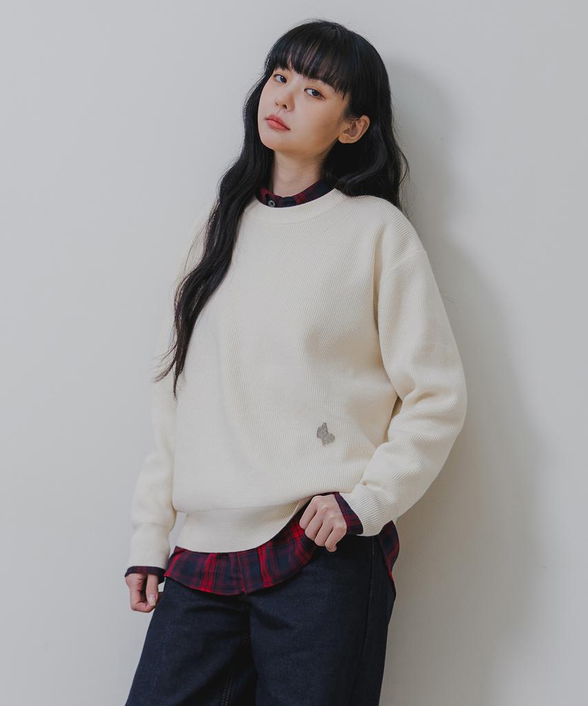 BAKKEN Soft Semi-Over Round Knit Bk8940_Cream