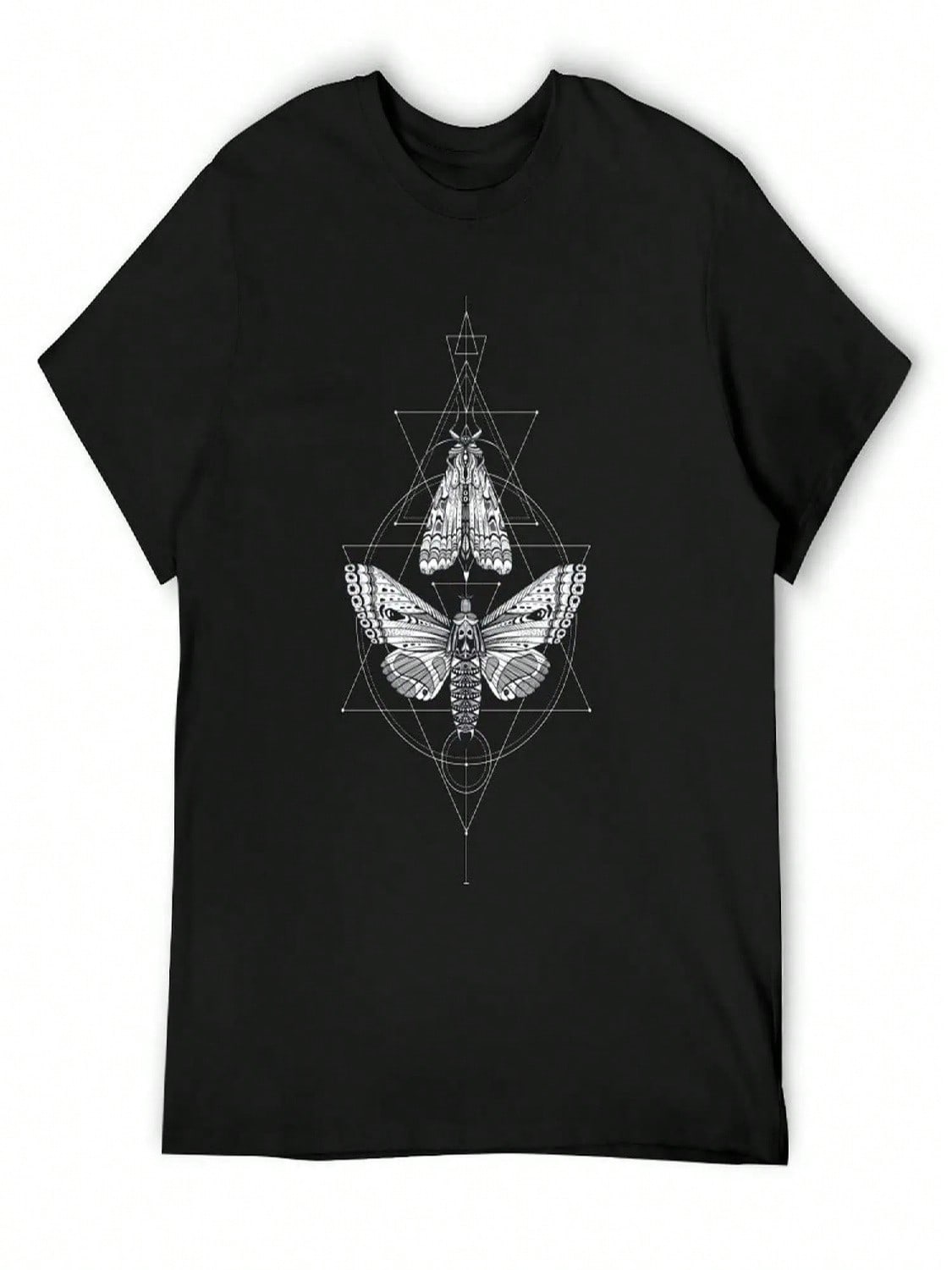 Skull Moth & Sacred Geometry _ Goth T-Shirt Blacks Anime Shirt Croswit Shirt Man Tshirts Personalised Fitted T Shirts For unisex S разноцветный